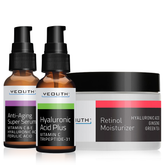 Nighttime Essentials: Anti-Aging Super Serum 1 oz & Hyaluronic Acid Plus 1 oz & Retinol Moisturizer 4 oz